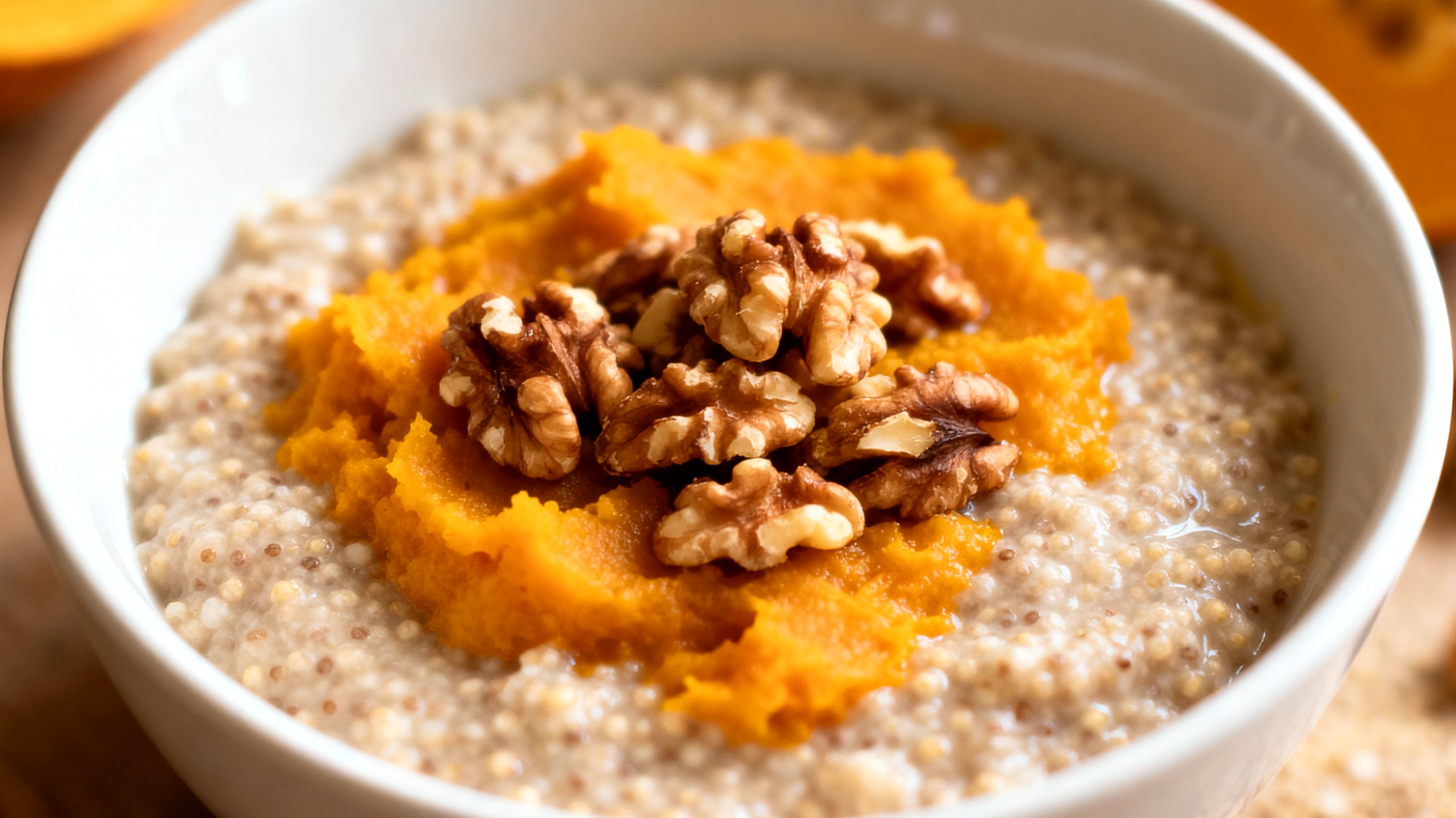 Amaranth-Kürbis-Porridge mit gerösteten Walnüssen"
